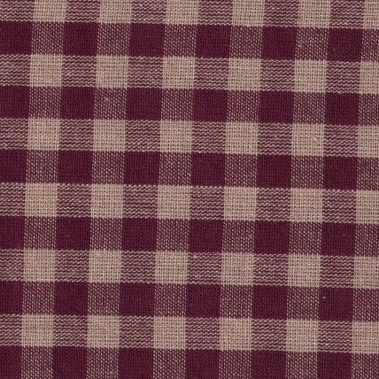 Homespun Fabric - Gingham Check - Burgundy - by the yard